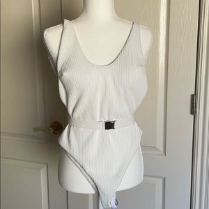Brand new white one piece w/belt